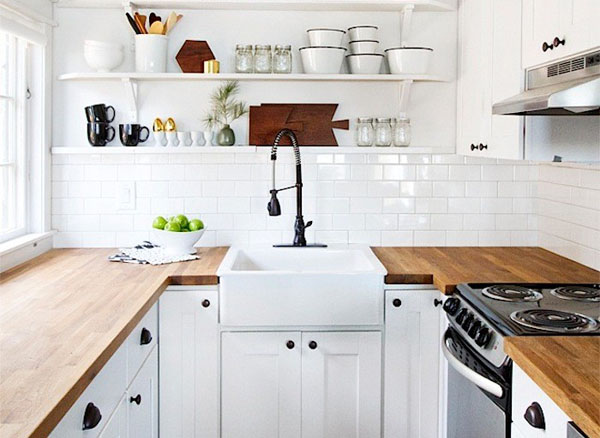 plan de travail en bois de cuisine