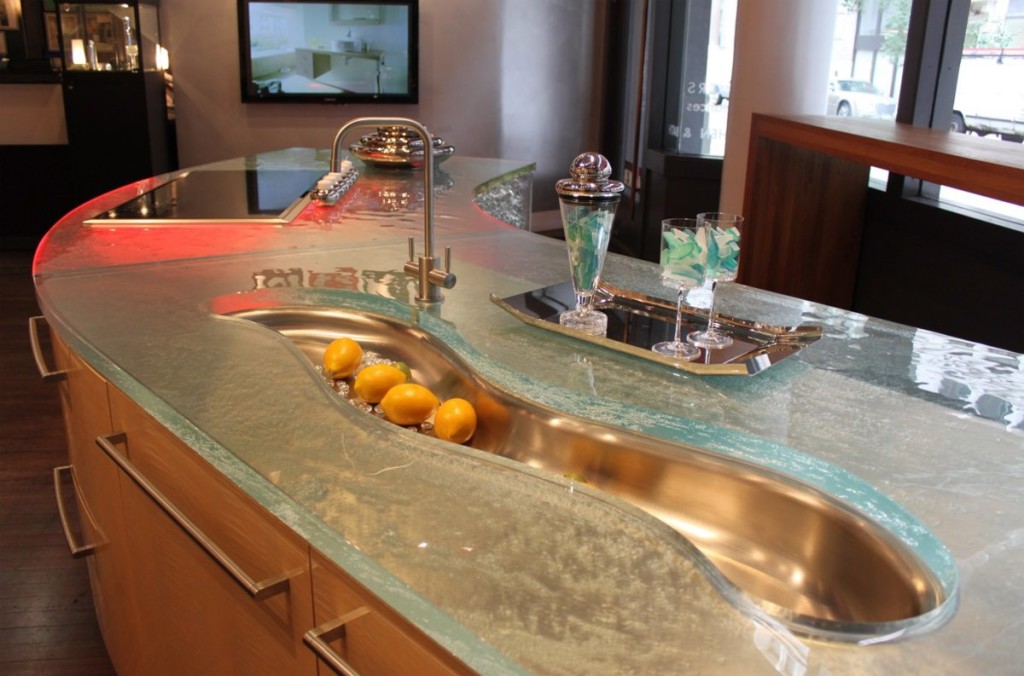 plan de travail en verre pour cuisine
