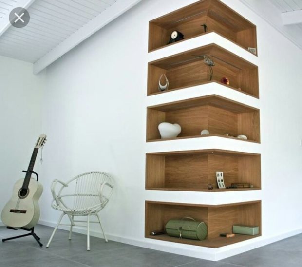 étagère extérieure d'angle