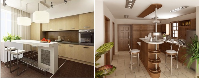 comptoir de bar dans l'appartement