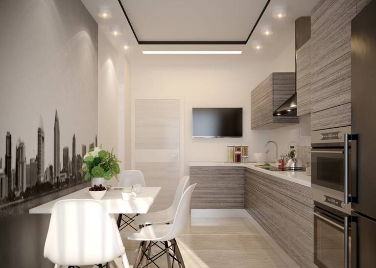 Conception de cuisine avec TV: 3 conseils + photos Conception de cuisine avec TV: 3 conseils + photos