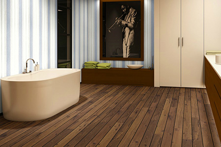 stratifié dans la salle de bain