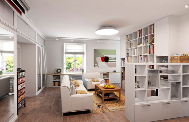 espace de rangement dans le salon