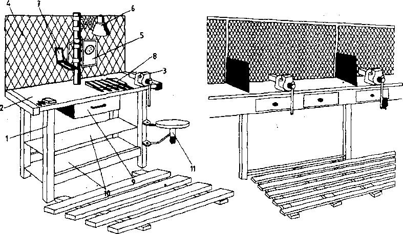 Établi simple (gauche) et multi-siège (droite)